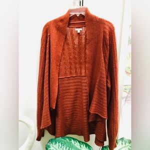 Burnt Orange Open-Front Women's Sweater
